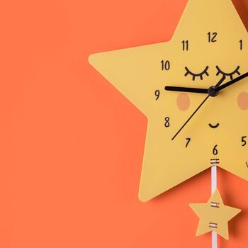 Children's Sleepy Star Matt Bedroom Clock With Name, 2 of 9