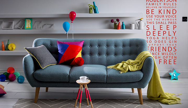 colour pop living room | notonthehighstreet.com