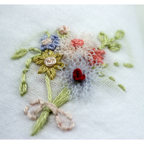 Hand Embroidered Bouquet Hankie, 1 of 2