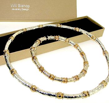Gold Vermeil And Silver Beaten Bead Necklace, 6 of 8