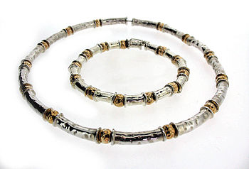 Gold Vermeil And Silver Beaten Bead Necklace, 4 of 8
