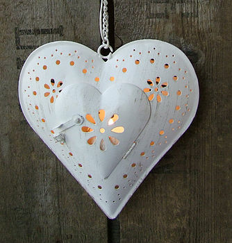cream heart lantern by home & glory | notonthehighstreet.com
