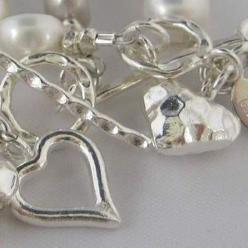 Silver Heart Bracelet With Freshwater Pearls, 5 of 5