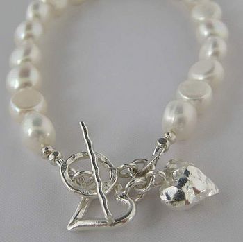 Silver Heart Bracelet With Freshwater Pearls, 4 of 5