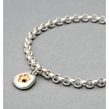 Pebble Bracelet Matt Silver With Gold Detail, 2 of 5