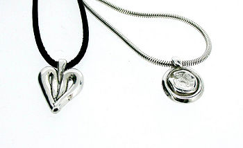 Silver heart pendant on leather, 4 of 6
