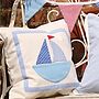 Nautical Boys Boat Cushion Can Be Personalised, thumbnail 3 of 4