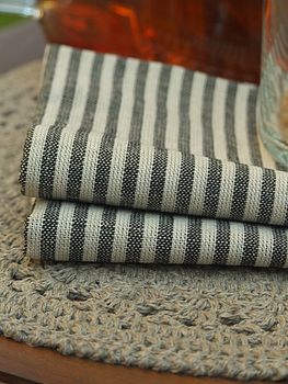 Striped Linen Cotton Kitchen Towels Set Jazz, 5 of 9