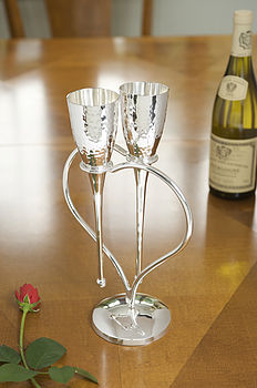 Silver Plated 'Entwined Heart' Lovers Flutes, 4 of 4