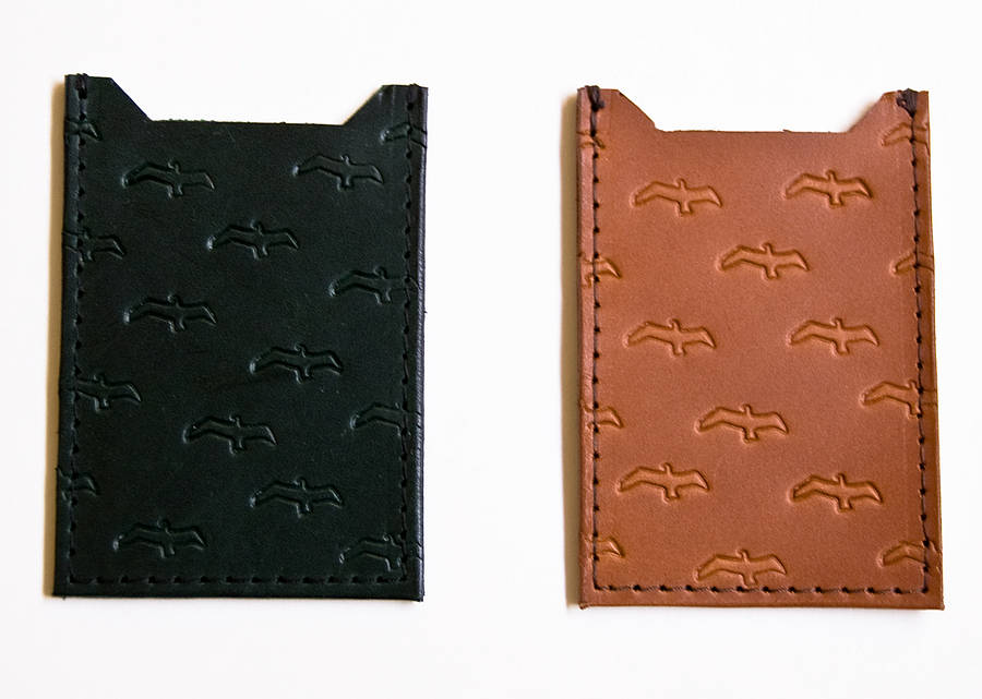 Bird Embossed Leather Travel Card Holder By Selina Cheong