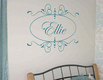 Personalised Scroll Motif Name Wall Sticker, 2 of 4