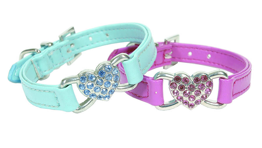 Dinky Dog Heart Rhinestone Collars By Animal Kingdom Ltd