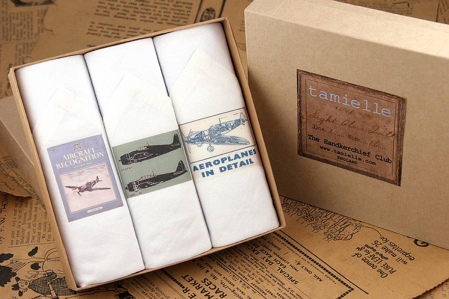 Tamielle Box of Three Men's Hankies: Airplanes | 