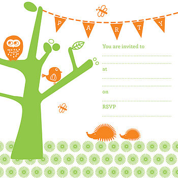 'tree Party Invitation' Pack Of Eight By Allihopa | notonthehighstreet.com