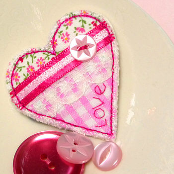 Handmade Fabric Love Heart Brooch, 4 of 4