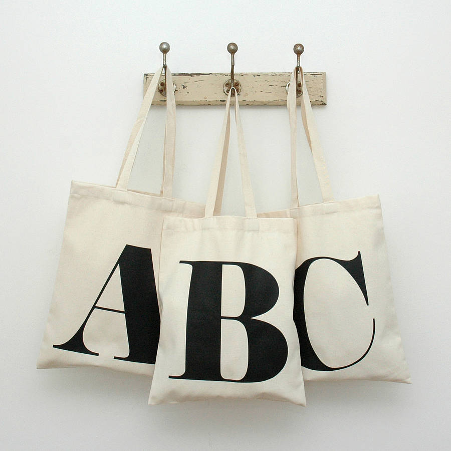 Natural Cotton Initial Tote Bag By Alphabet Bags | www.bagssaleusa.com