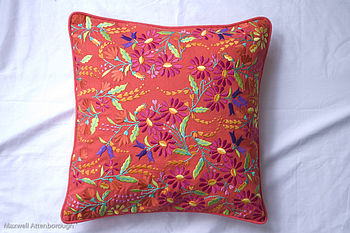 Embroidered Floral Cushion, 4 of 7