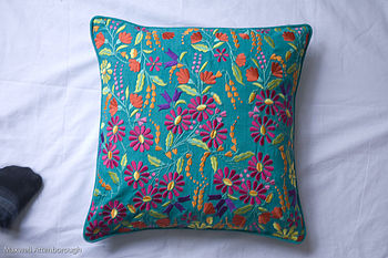 Embroidered Floral Cushion, 6 of 7