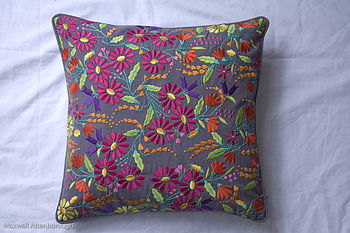Embroidered Floral Cushion, 7 of 7