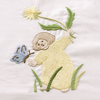 Hand Embroidered Flower Children Quilt, 7 of 10