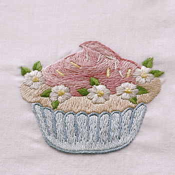 Hand Embroidered Cupcakes Quilt, 7 of 9