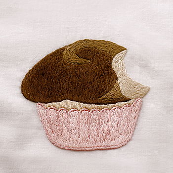 Hand-Embroidered Cupcakes Pillowcase, 4 of 4