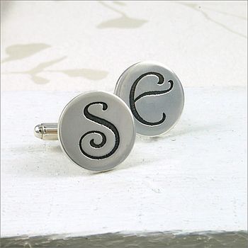 Personalised Silver Initial Cufflinks, 3 of 11