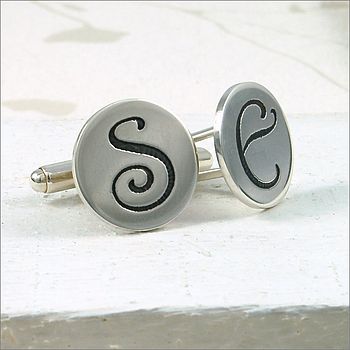 Personalised Silver Initial Cufflinks, 4 of 11