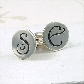 Personalised Silver Initial Cufflinks, 5 of 11