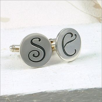Personalised Silver Initial Cufflinks, 6 of 11