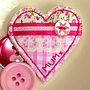 Handmade Fabric Love Heart Brooch, thumbnail 2 of 4