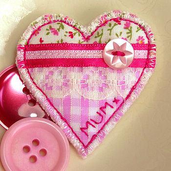 Handmade Fabric Love Heart Brooch, 2 of 4