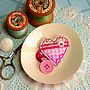 Handmade Fabric Love Heart Brooch, thumbnail 1 of 4