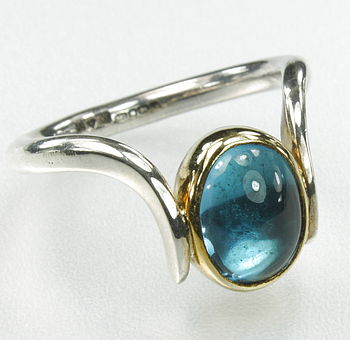 Blue Topaz Statement Ring, Silver And 18ct Gold, 3 of 8