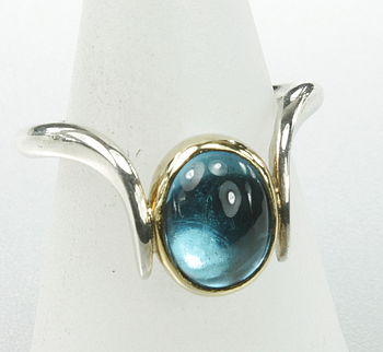 Blue Topaz Statement Ring, Silver And 18ct Gold, 5 of 8