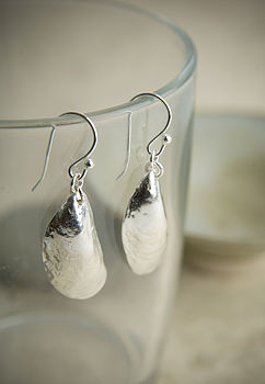 Silver Mussel Shell Earrings, 2 of 5