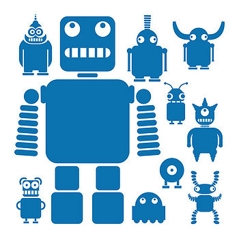 Robots And Aliens Wall Sticker Set, 3 of 4