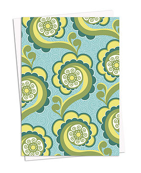 Pack of Five Retro Floral Greeting Cards, 3 of 6