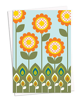 Pack of Five Retro Floral Greeting Cards, 6 of 6