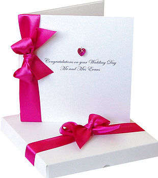 Bedazzled Personalised Heart Wedding Card Boxed, 6 of 7