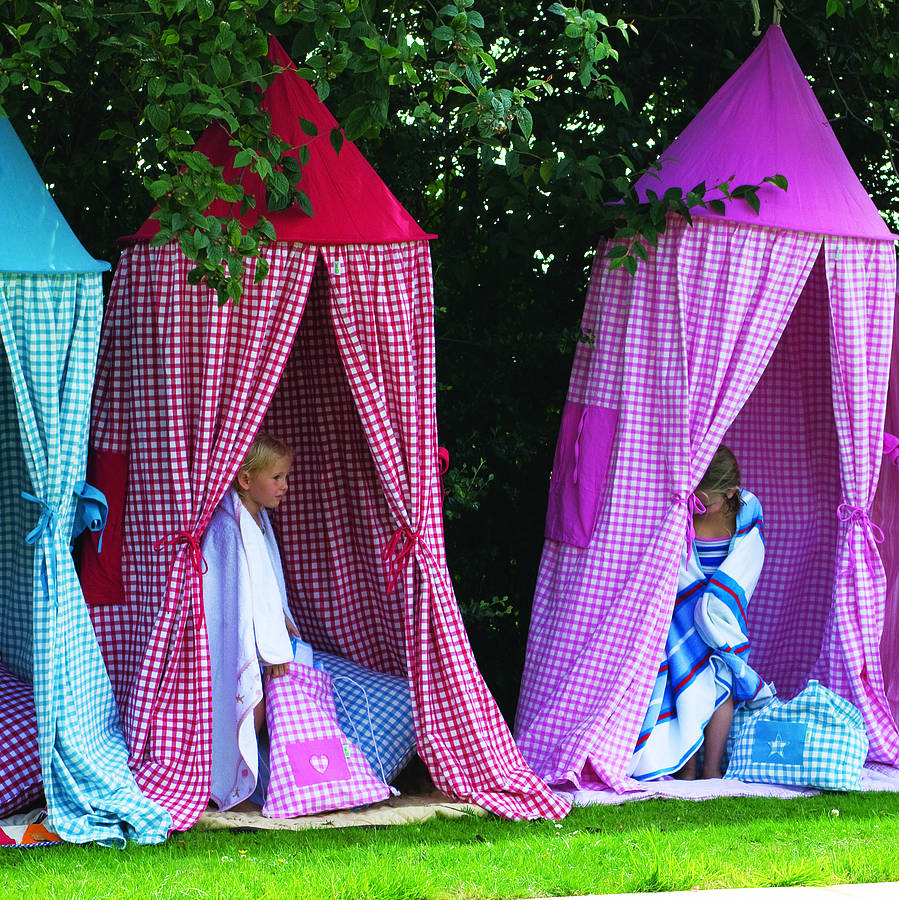 Image of Hanging Gingham Playtent, Red/Pink/Sky Blue