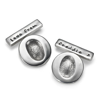 Silver Personalised Chain Link Fingerprint Cufflinks, 3 of 7