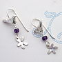 Bird Hook Earrings With Gems And Flowers, thumbnail 3 of 4