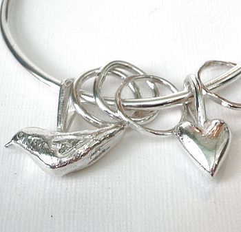 Solid Silver Heart Charm Bangle, 3 of 3