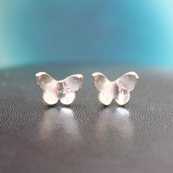 Handmade Silver Butterfly Stud Earrings, 3 of 7