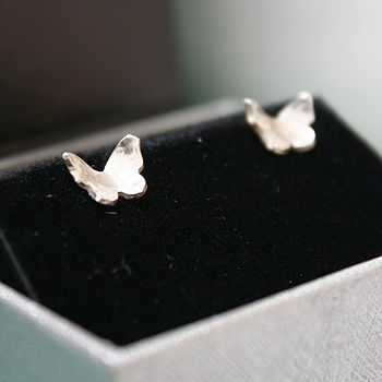 Handmade Silver Butterfly Stud Earrings, 4 of 7