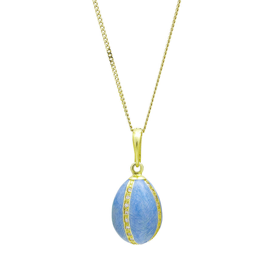 Turquoise Ribbon Enamel Egg Pendant By Argent Of London