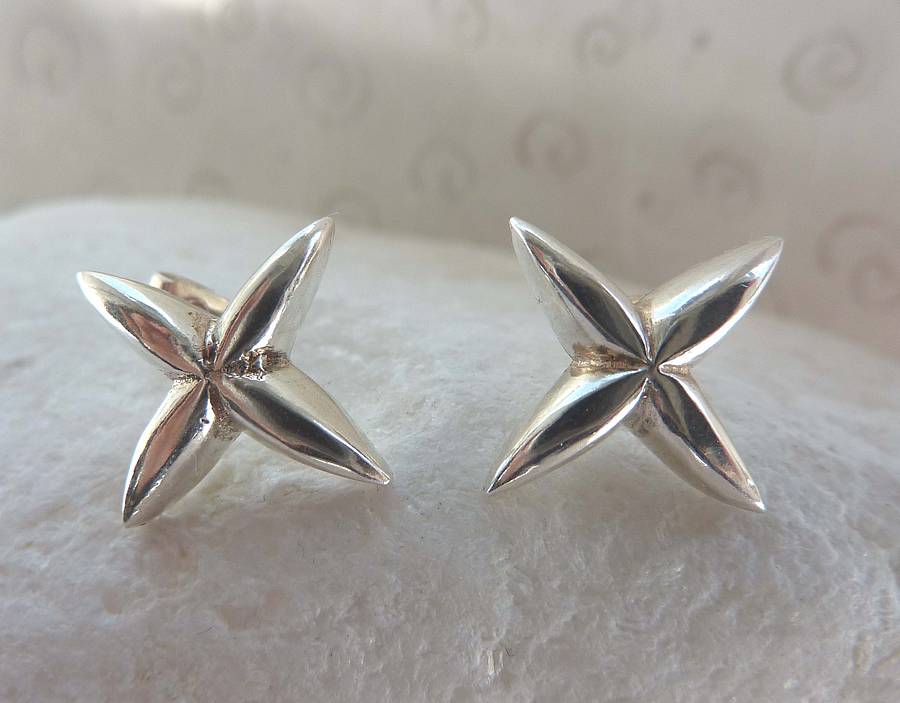 silver cross stud earrings by alisonbaxterjewellery ...