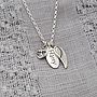 Personalised Silver Name Necklace with Angel Wing and Heart Charms, thumbnail 5 of 10
