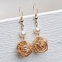 14ct Gold Filled Bird's Nest & Pearl Earrings, thumbnail 2 of 6